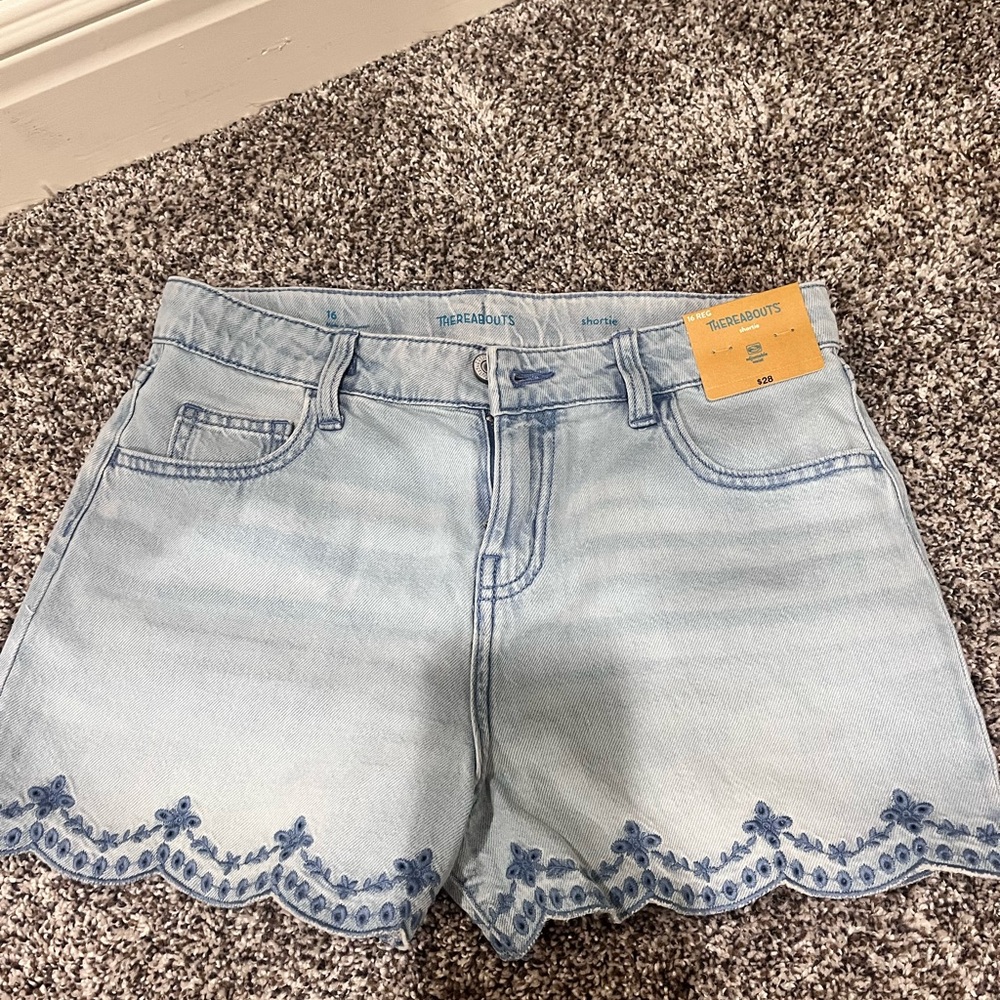 Thereabouts Light Blue Scalloped Jean Shorts